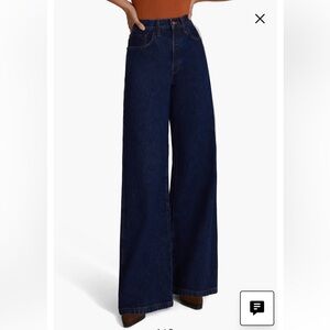 Favorite Daughter Dark Blue Wide Leg Jeans